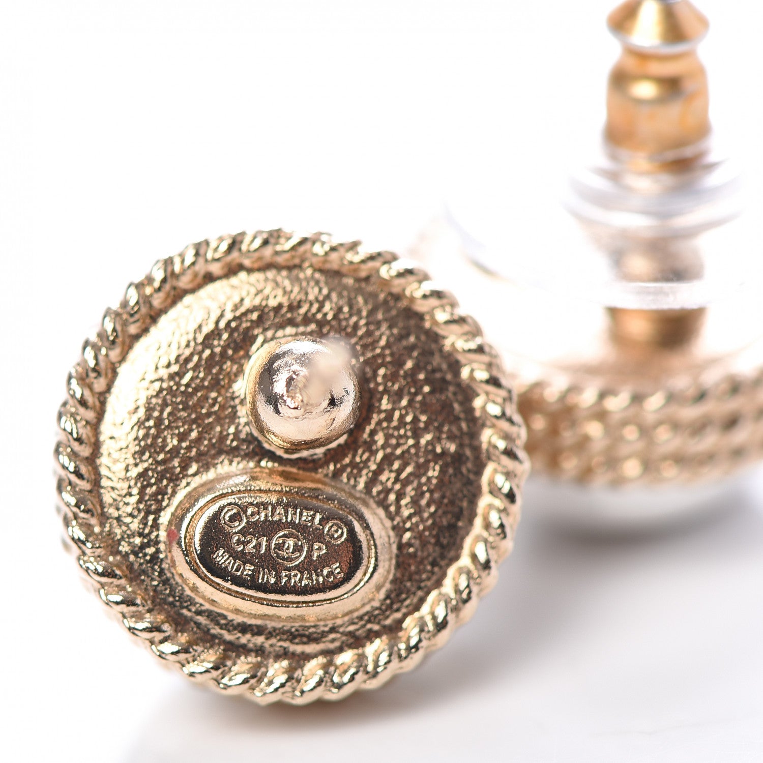 Chanel Pearl Crystal CC Round Earrings Gold 4 of 5