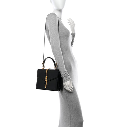 Gucci Azalea Calfskin Small Black Sylvie 1969 Top Handle Bag Black 2 of 11