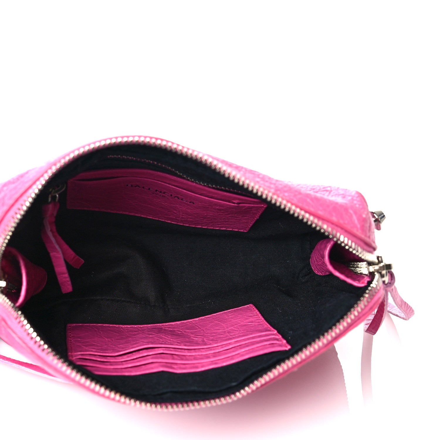 Balenciaga Agneau Arena Classic Silver Hardware Pouch With A Chain Crossbody Rose Flamingo 7 of 11