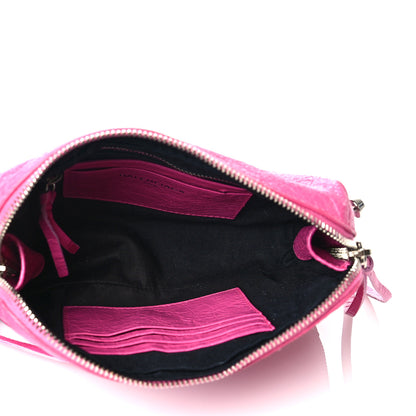 Balenciaga Agneau Arena Classic Silver Hardware Pouch With A Chain Crossbody Rose Flamingo 7 of 11