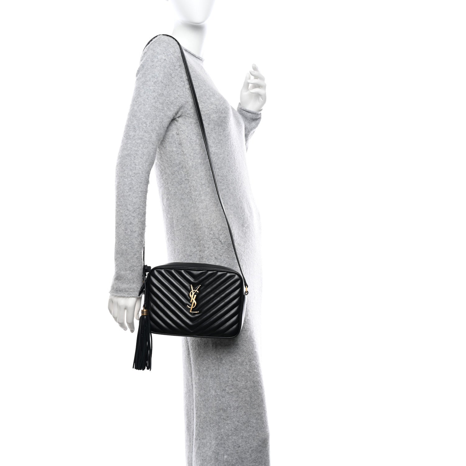Saint Laurent Calfskin Matelasse Monogram Lou Camera Bag Black 2 of 9