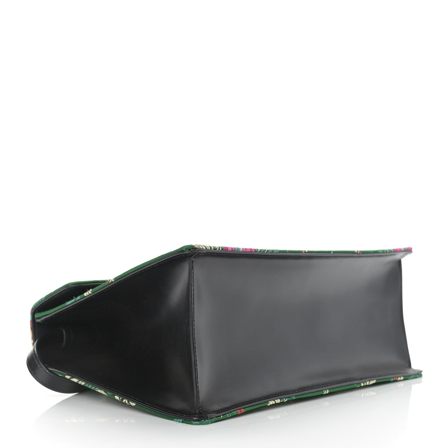 Gucci Jacquard Floral Medium Sylvie Top Handle Bag Green Multicolor Black 4 of 9