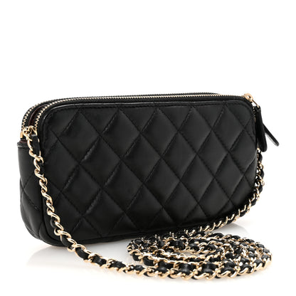 Chanel Lambskin Quilted Small Clutch With Chain Black 3 of 11