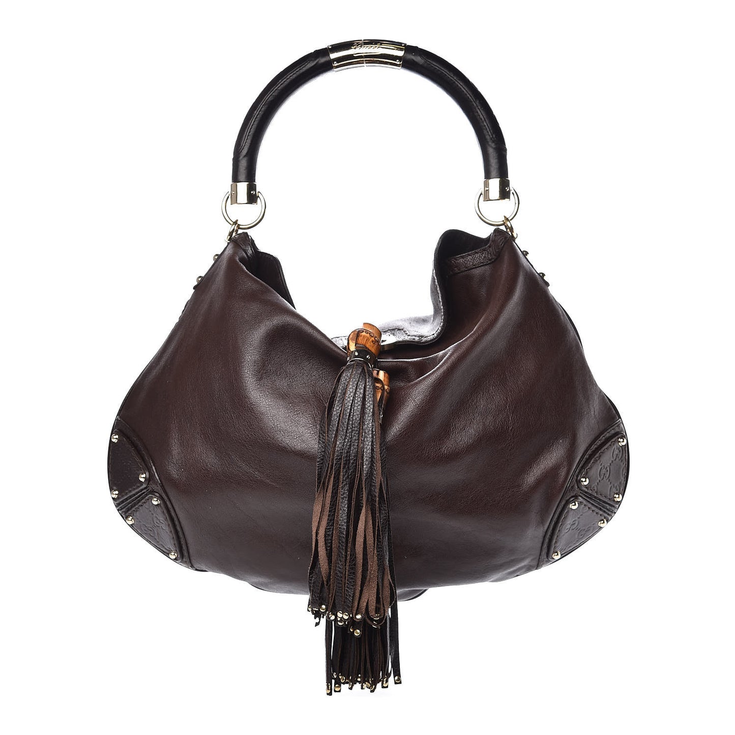 Calfskin Large Indy Top Handle Hobo Dark Brown