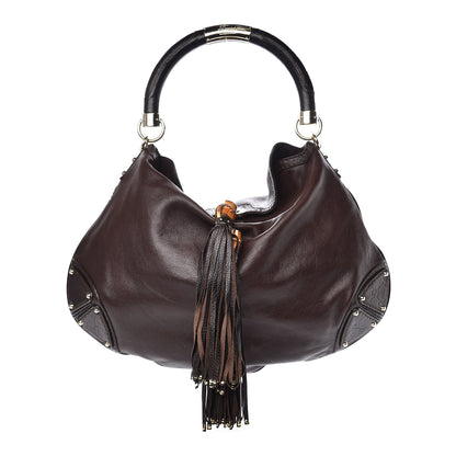Gucci Calfskin Large Indy Top Handle Hobo Dark Brown 1 of 12