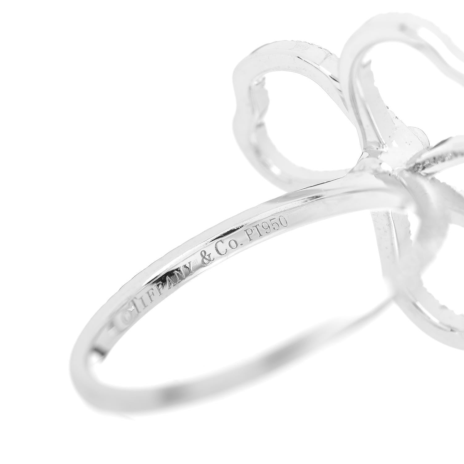 Tiffany Platinum Diamond Open Paper Flowers Ring 52 6 5 of 5