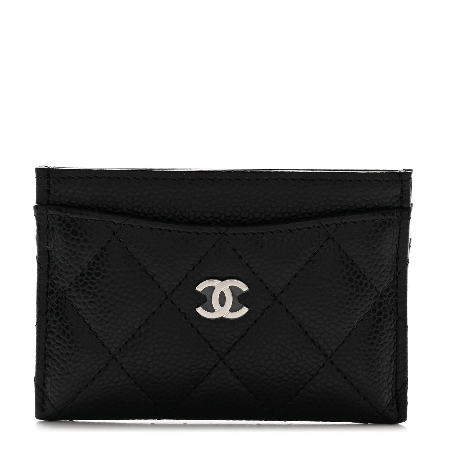 Caviar Quilted Card Holder Black