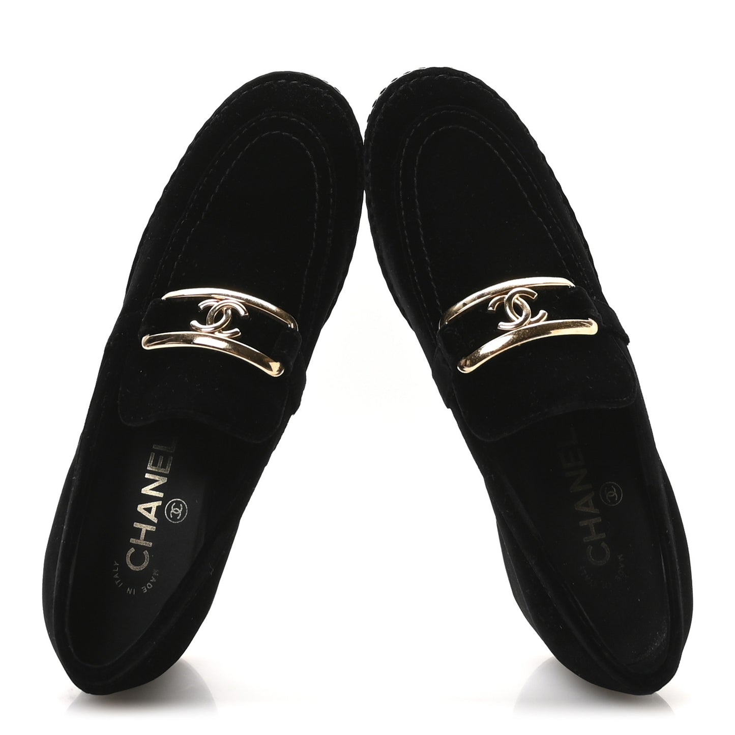Shiny Calfskin Logo Loafers 38 Black