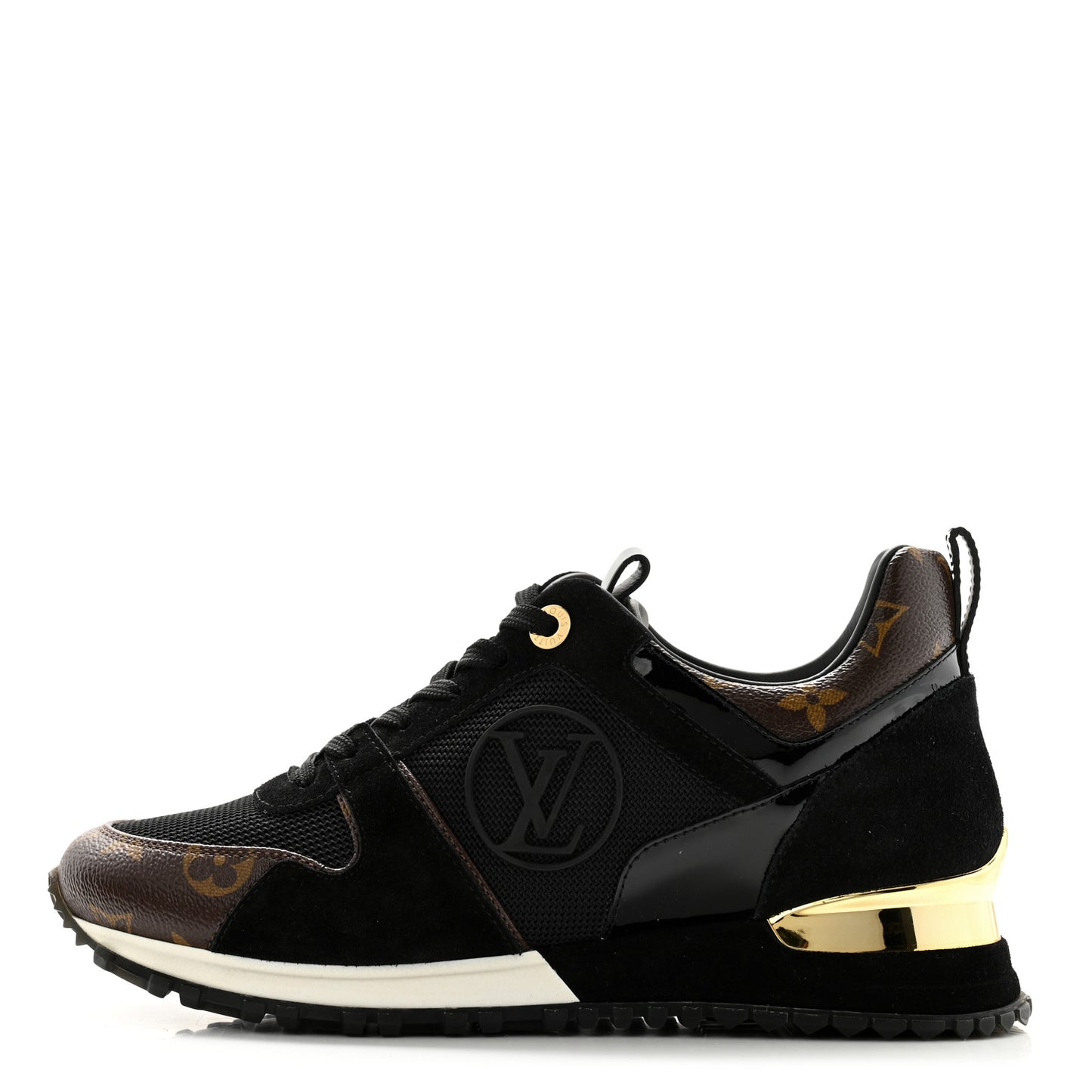 Suede Monogram Run Away Sneakers 37 Black