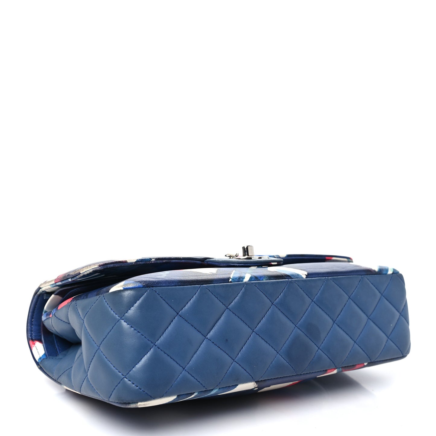 Lambskin Airline Printed Medium Double Flap Blue Multicolor