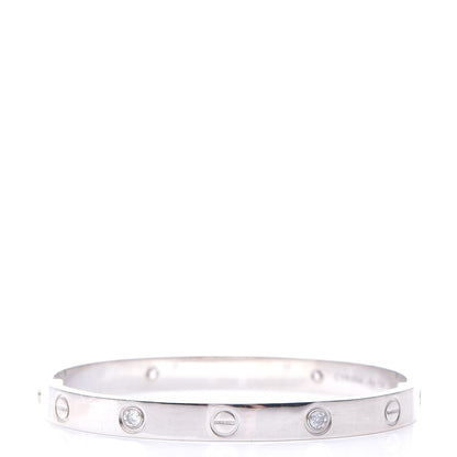 Cartier 18K White Gold 4 Diamond LOVE Bracelet 17 3 of 10