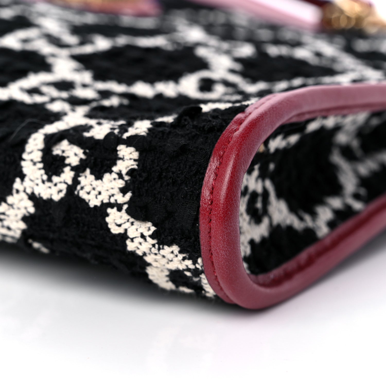 Gucci Tweed GG Monogram Large Rajah Chain Tote Romantic Cherry Black White 10 of 11
