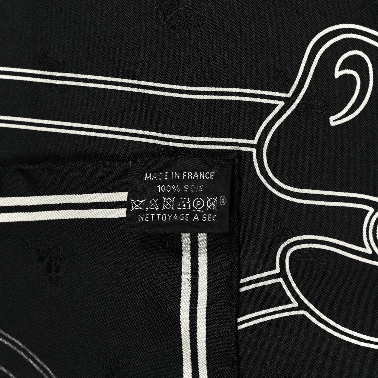 Silk Quadrige Au Fil Scarf 70 Black Creme