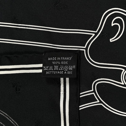 Hermes Silk Quadrige Au Fil Scarf 70 Black Creme 2 of 7
