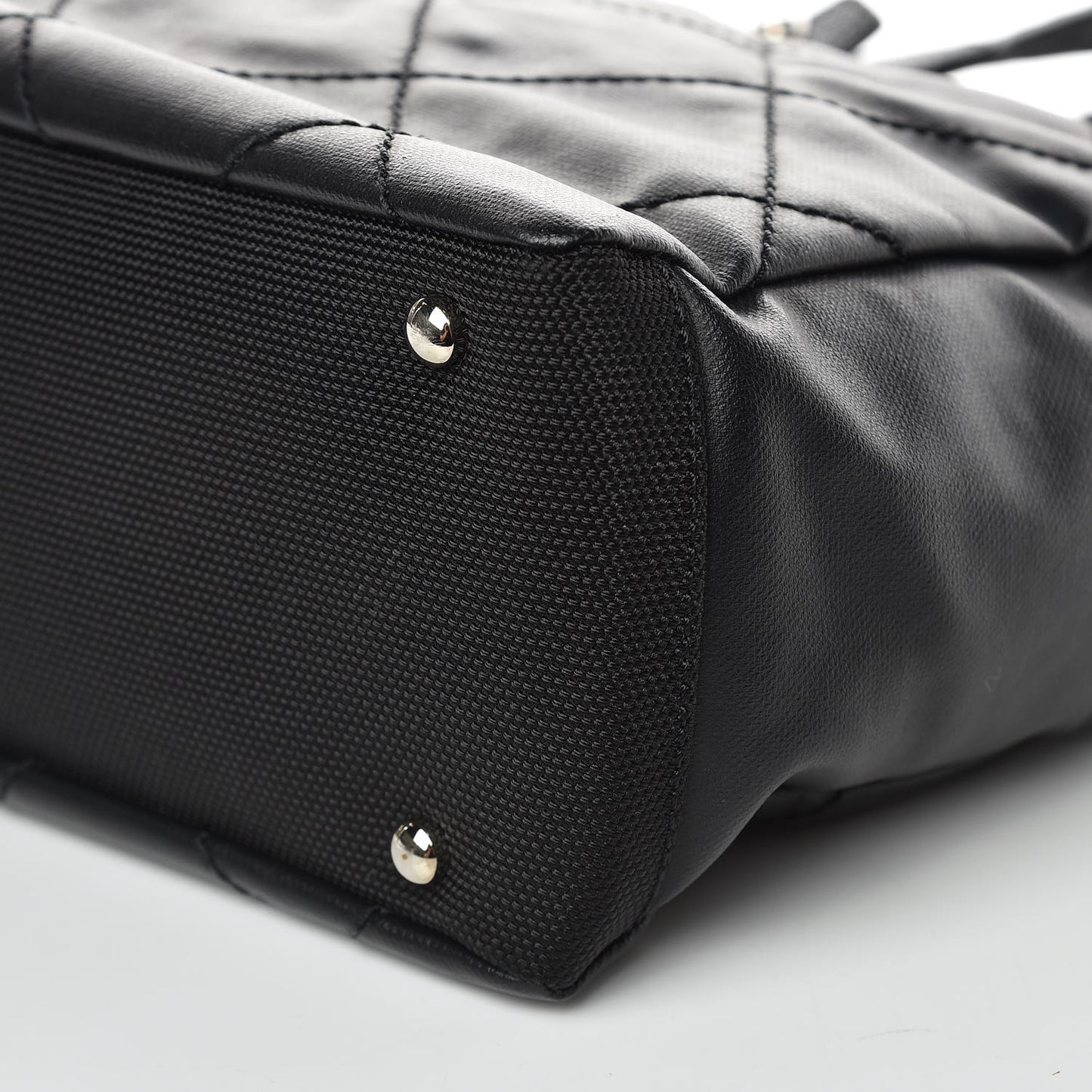 Coated Canvas Quilted Small Paris Biarritz Tote Black