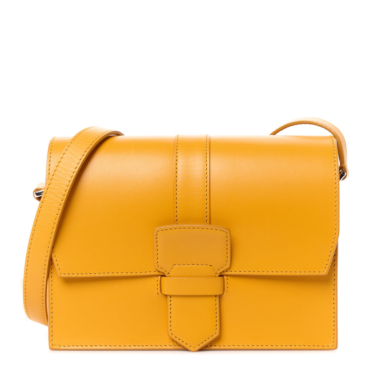 Salvatore Ferragamo Calfskin Altea Box Shoulder Bag Yellow 1 of 10