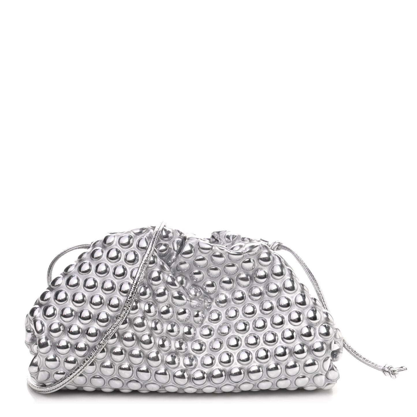 Metallic Fabric Studded The Mini Pouch Silver