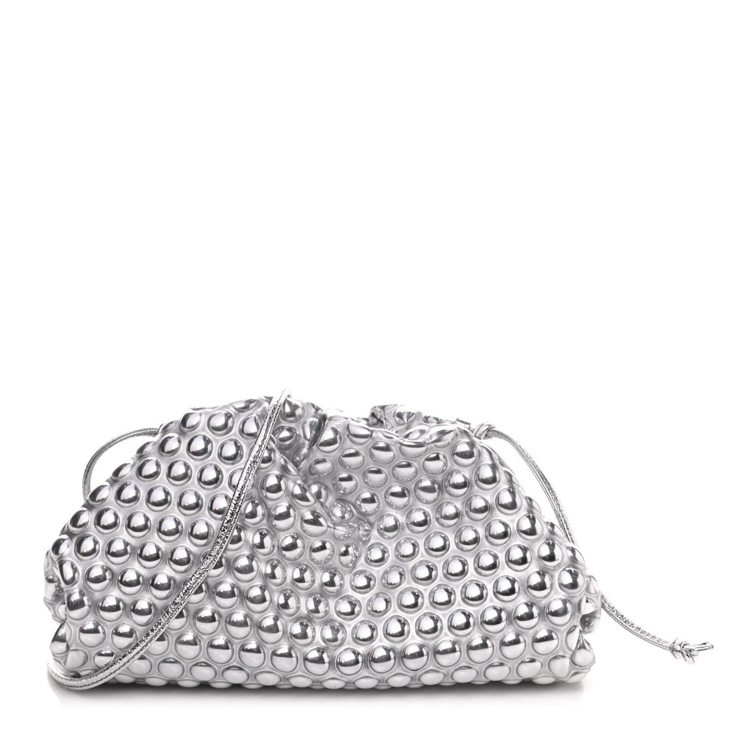 Bottega Veneta Metallic Fabric Studded The Mini Pouch Silver 1 of 4