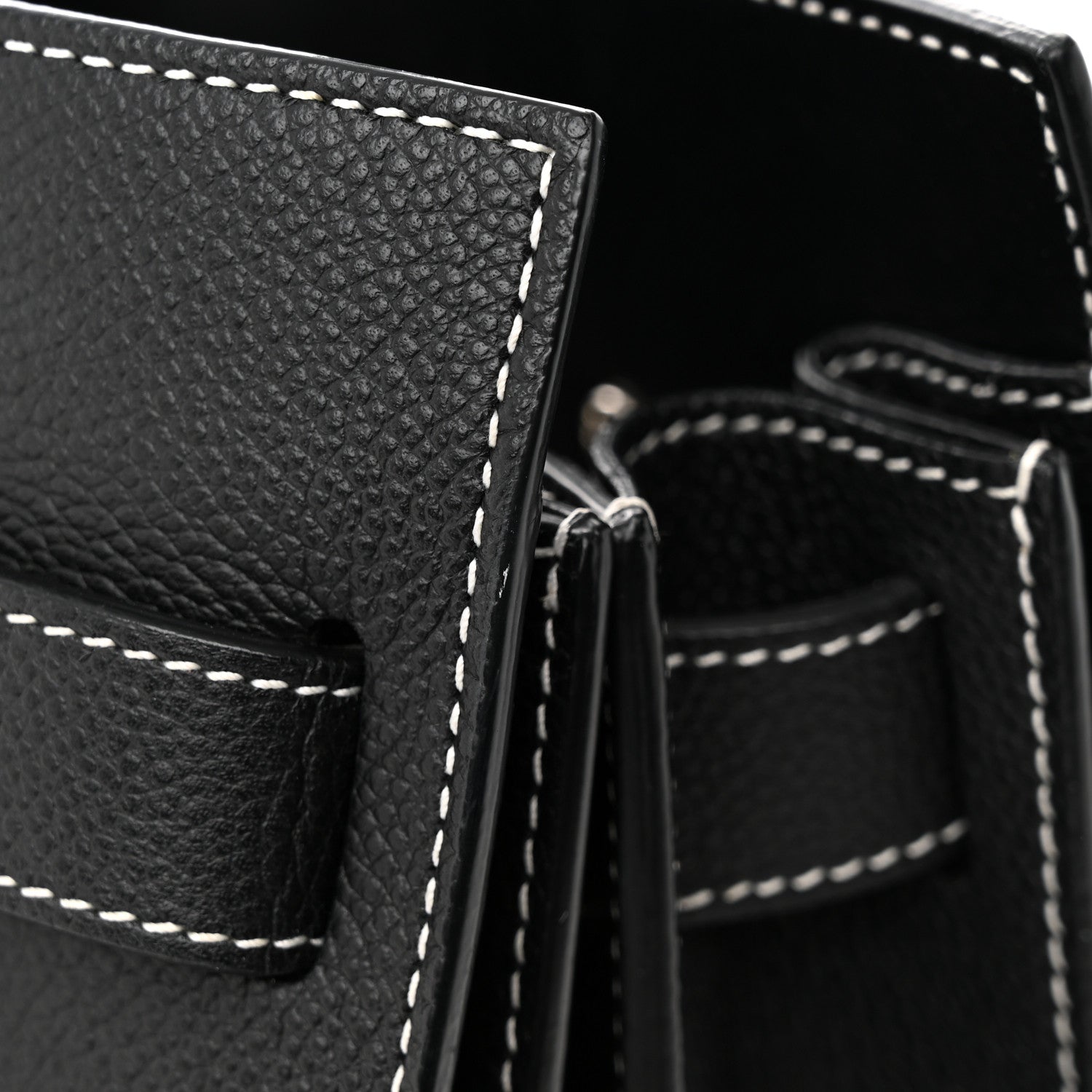 Saint Laurent Grained Calfskin Topstitch Small Sac De Jour Black Porcelain 10 of 11