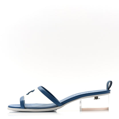 Chanel Lambskin PVC Logo Mule 41 Transparent Blue 1 of 8