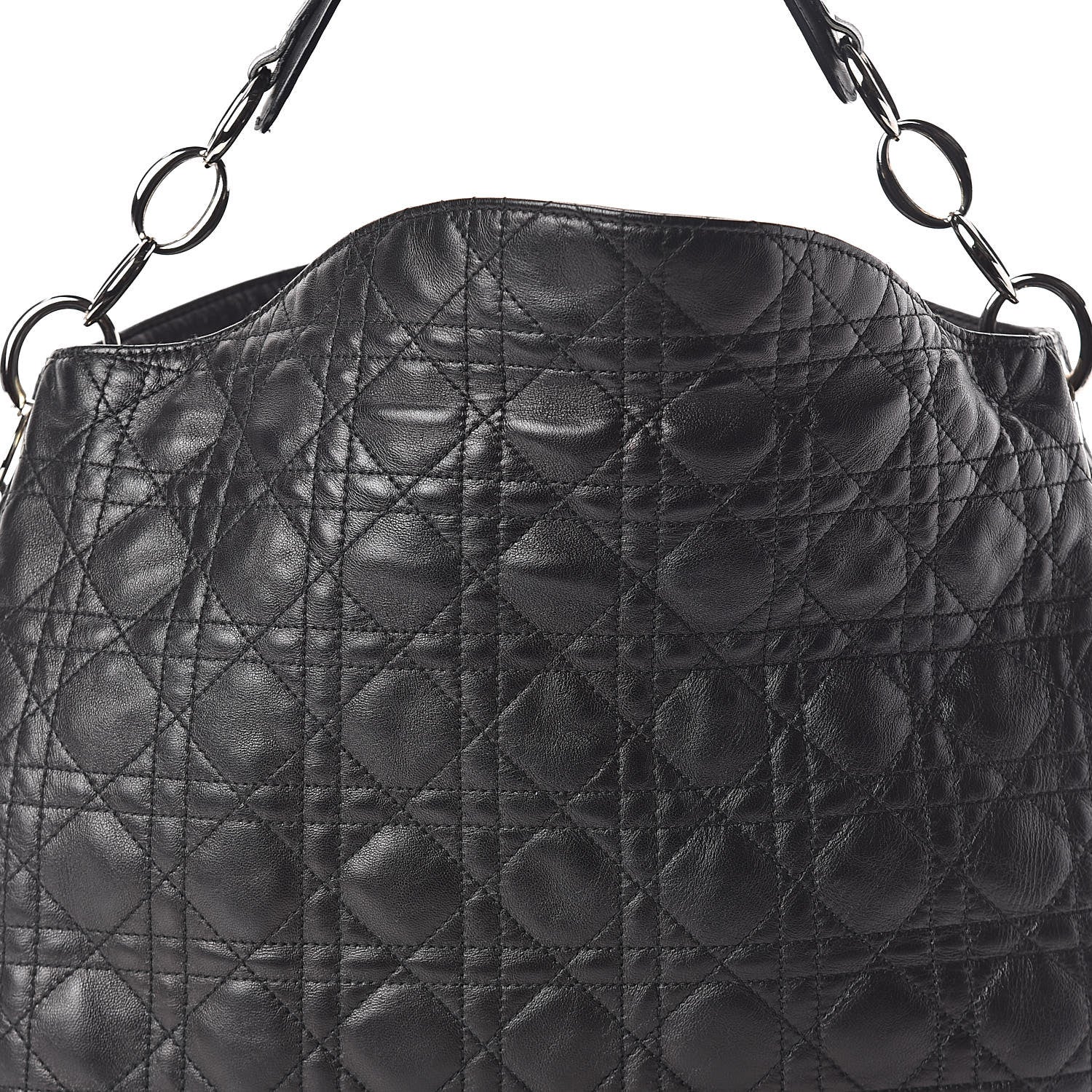 Christian Dior Lambskin Cannage Medium Dior Soft Hobo Black 7 of 9