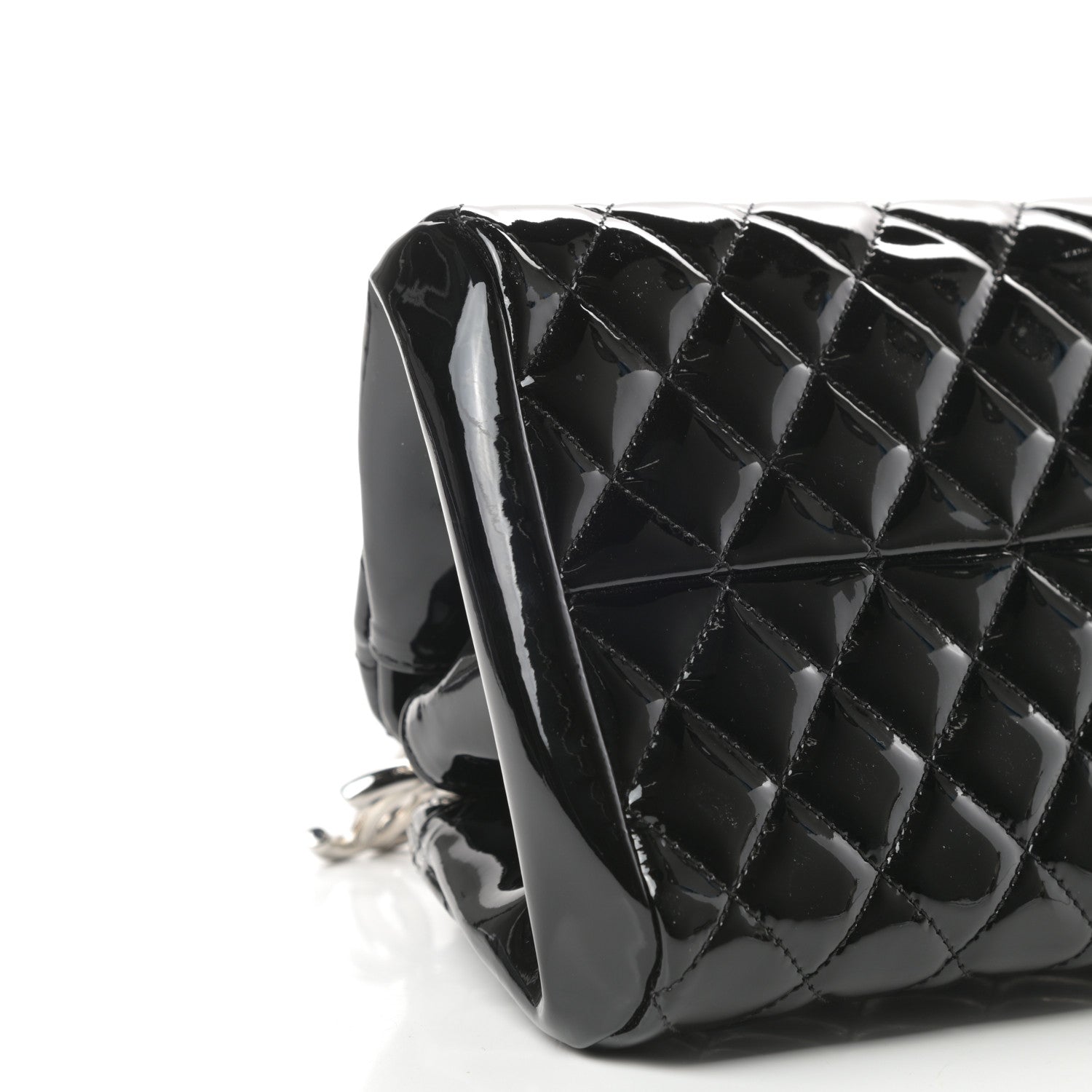 Chanel Patent Quilted Medium Just Mademoiselle Bowling Bag Black 9 of 10