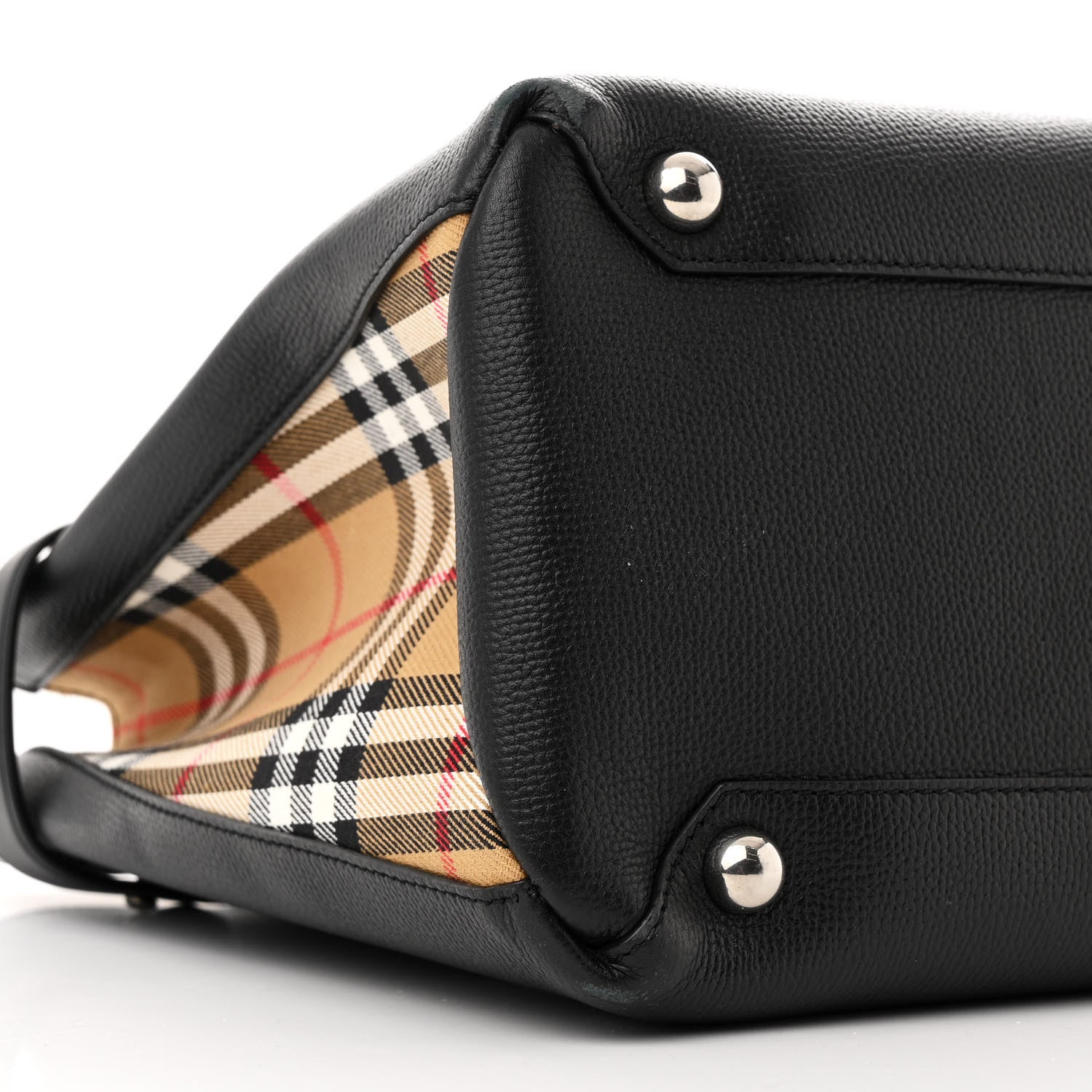 Burberry Grainy Calfskin House Check Medium Banner Tote Black 10 of 12