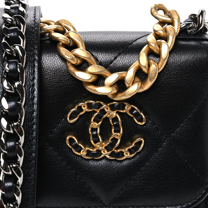 Chanel Lambskin Quilted Chanel 19 Phone Holder With Chain Black 9 of 11