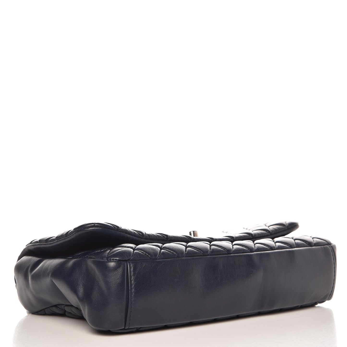Iridescent Calfskin New Bubble Large Flap Navy