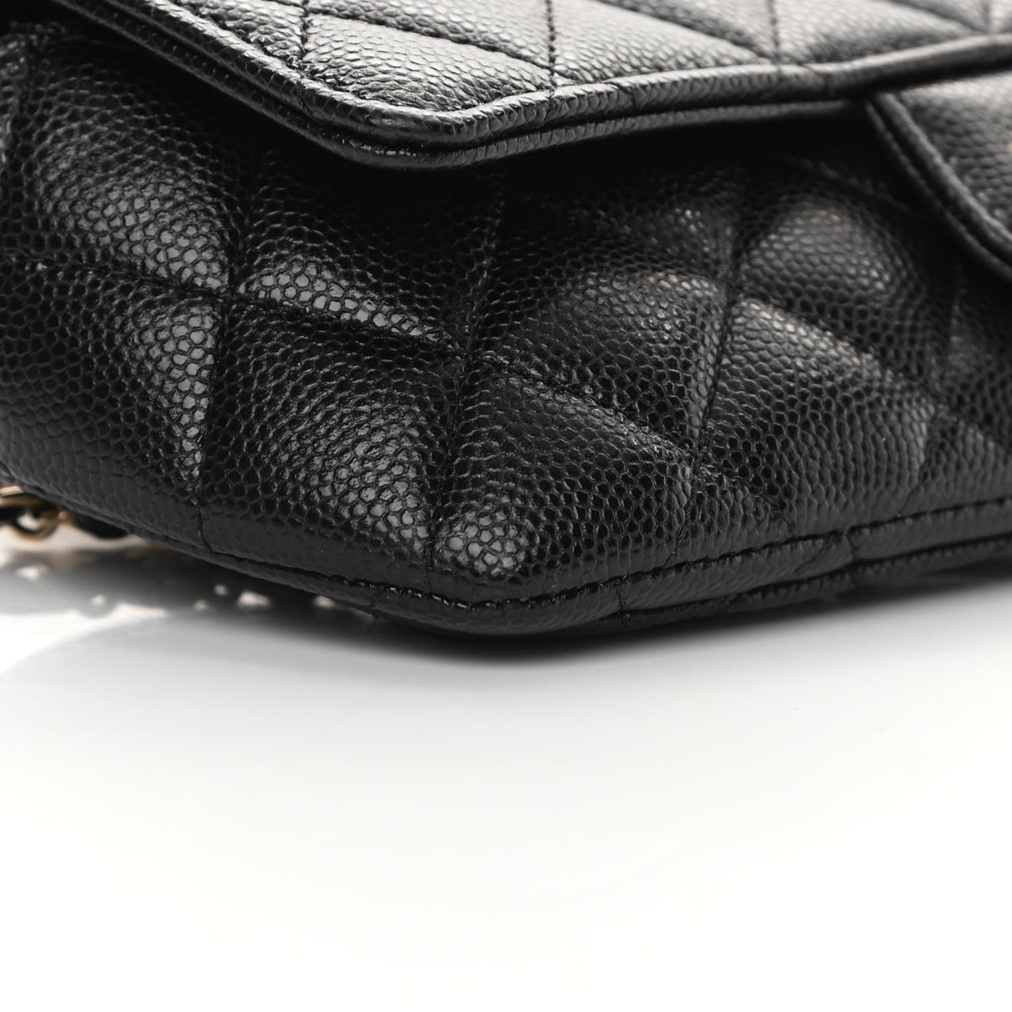 Caviar Quilted Glasses Case With Chain Black