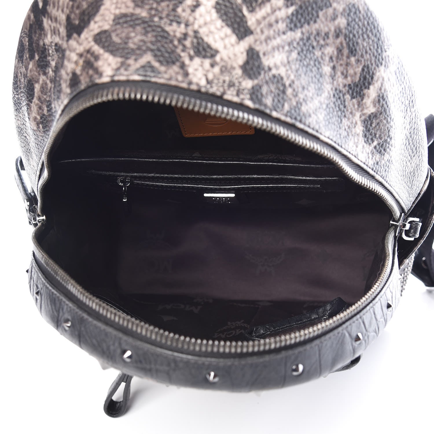 MCM Visetos Leopard Print Studded Small Stark Backpack Black 5 of 8