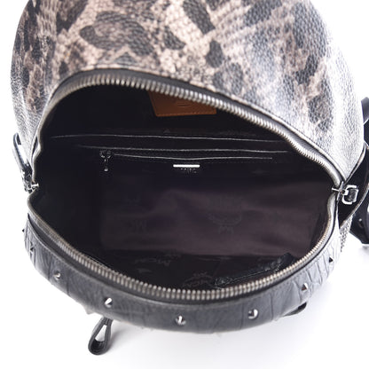 MCM Visetos Leopard Print Studded Small Stark Backpack Black 5 of 8