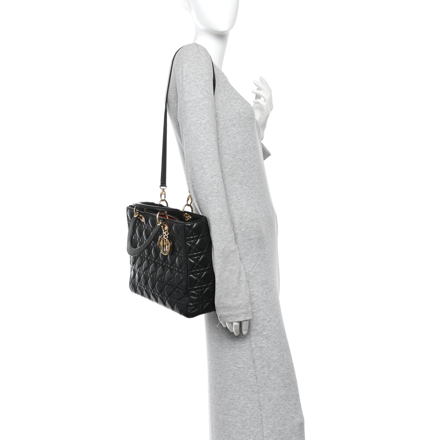 Lambskin Cannage Large Lady Dior Black