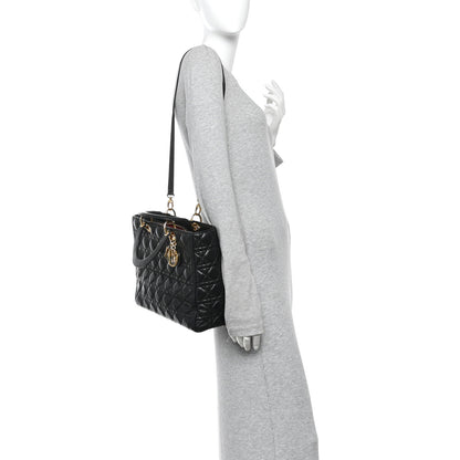 Christian Dior Lambskin Cannage Large Lady Dior Black 2 of 10