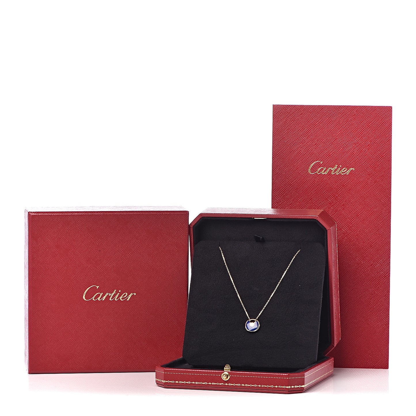 18K Yellow Gold Diamond Lapis Lazuli XS Amulette de Pendant Necklace
