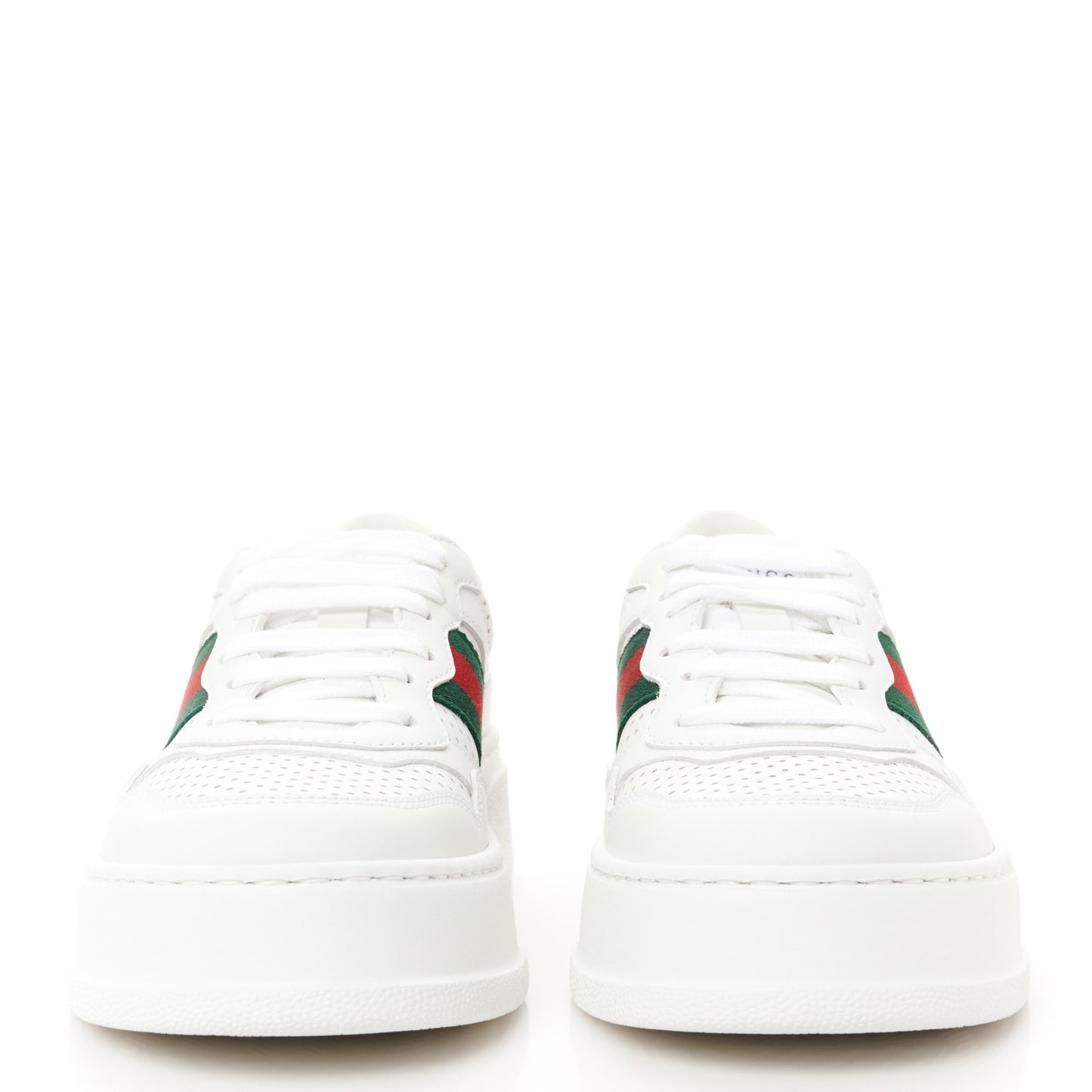 Calfskin Web Perforated Womens Platform 55mm Sneakers 36.5 White Bright Splash