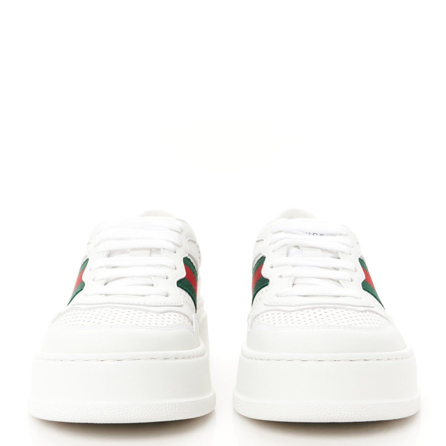 Gucci Calfskin Web Perforated Womens Platform 55mm Sneakers 36.5 White Bright Splash 3 of 11
