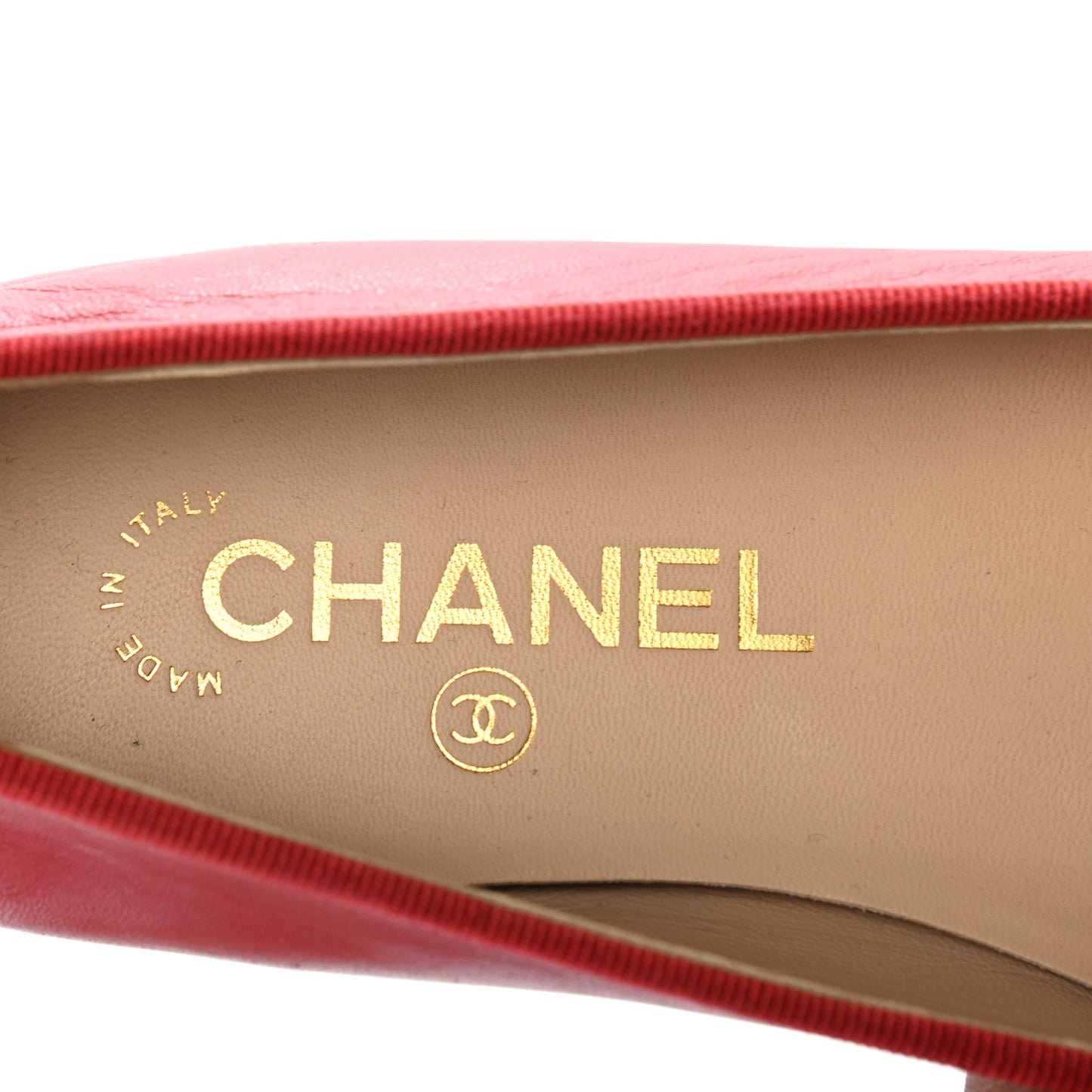 Lambskin Cap Toe Ballerina Flats 37.5 Red