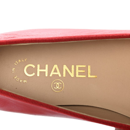 Chanel Lambskin Cap Toe Ballerina Flats 37.5 Red 6 of 7