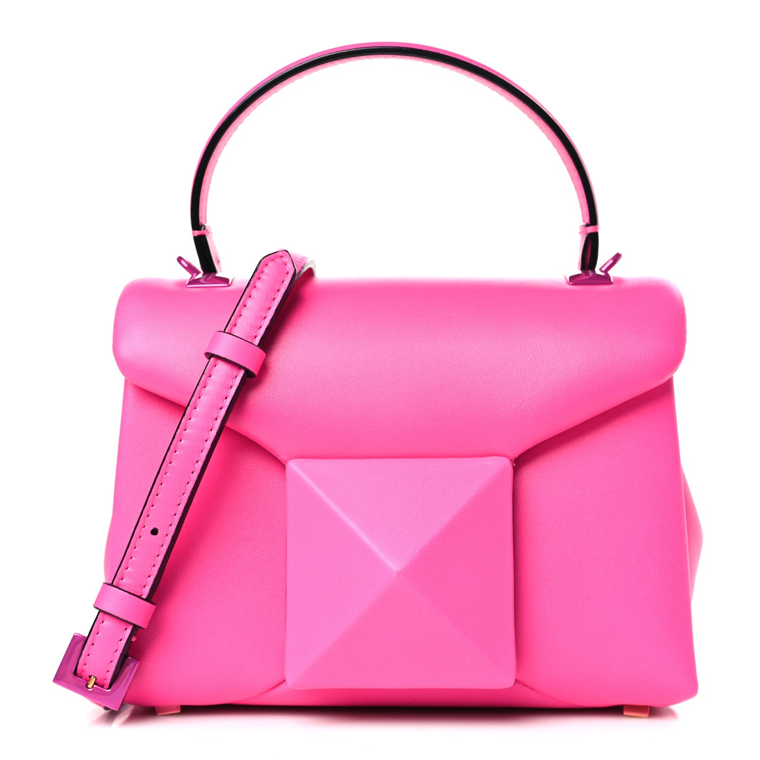 Valentino Garavani Nappa Tonal Monochrome Mini One Stud Top Handle Bag Pink PP 1 of 8