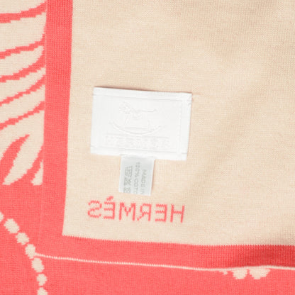 Hermes Cotton Knitted Zebra Colorama Baby Blanket Corail 4 of 5