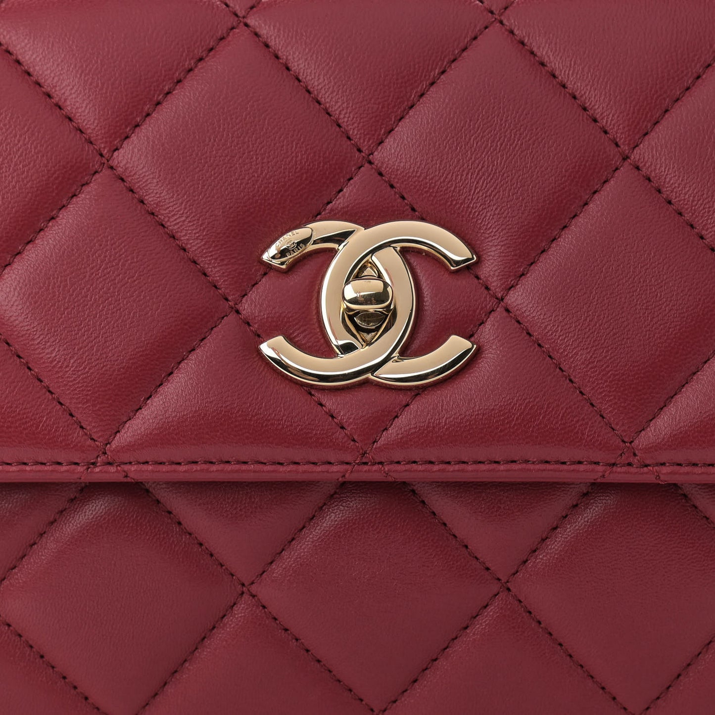 Lambskin Quilted Small Trendy CC Flap Dual Handle Bag Dark Pink