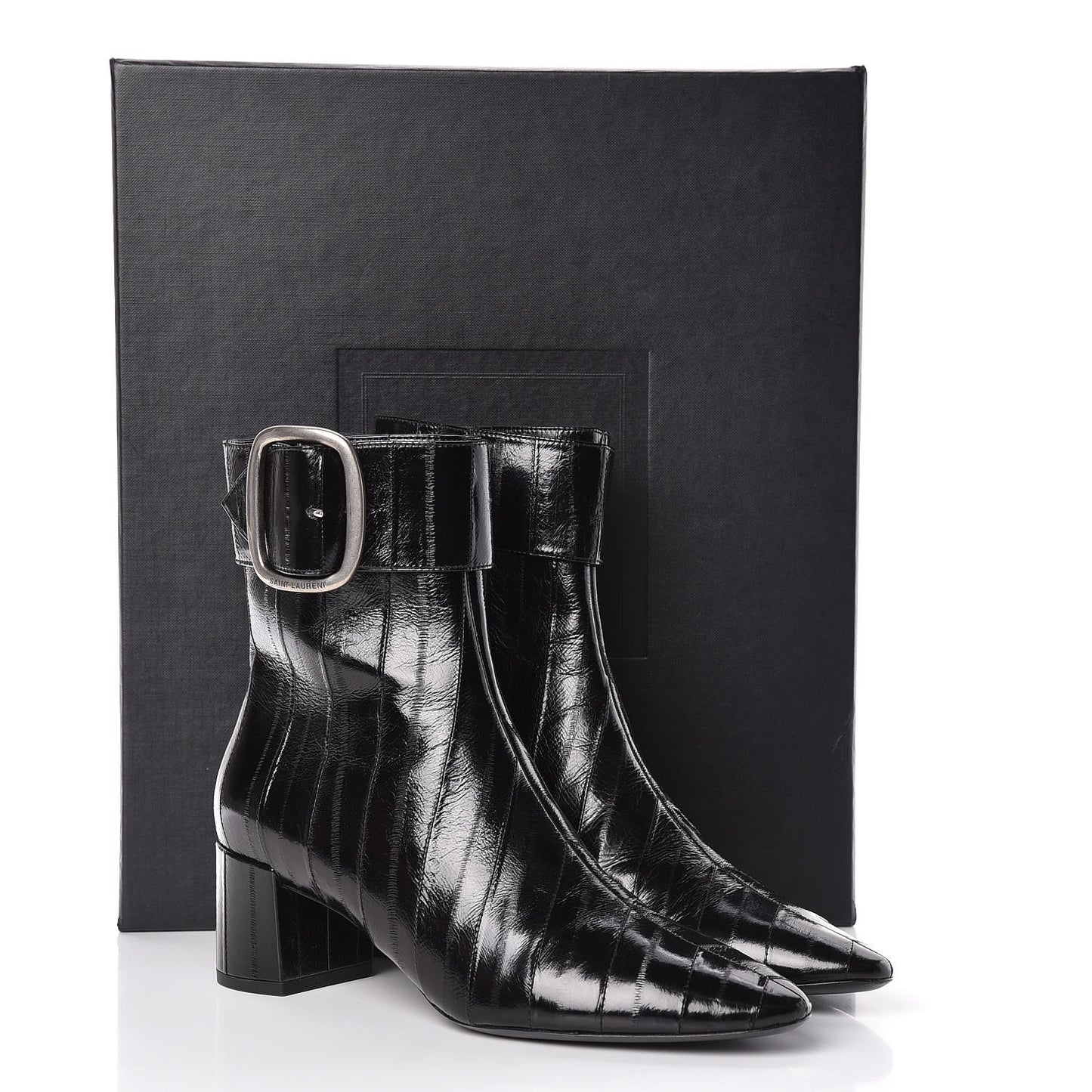 Shiny Eel Joplin Buckle Booties 38.5 Black