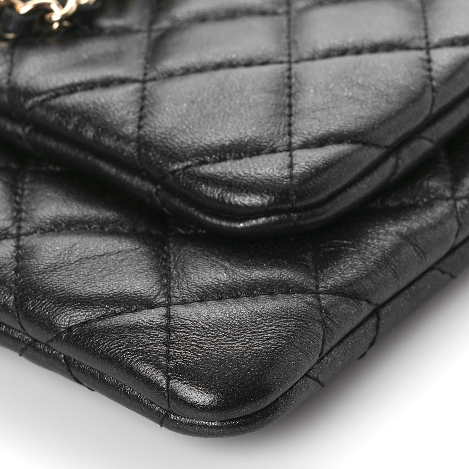 Chanel Shiny Lambskin Quilted Medium Double Case With Strap Black 9 of 9