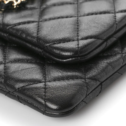 Chanel Shiny Lambskin Quilted Medium Double Case With Strap Black 9 of 9