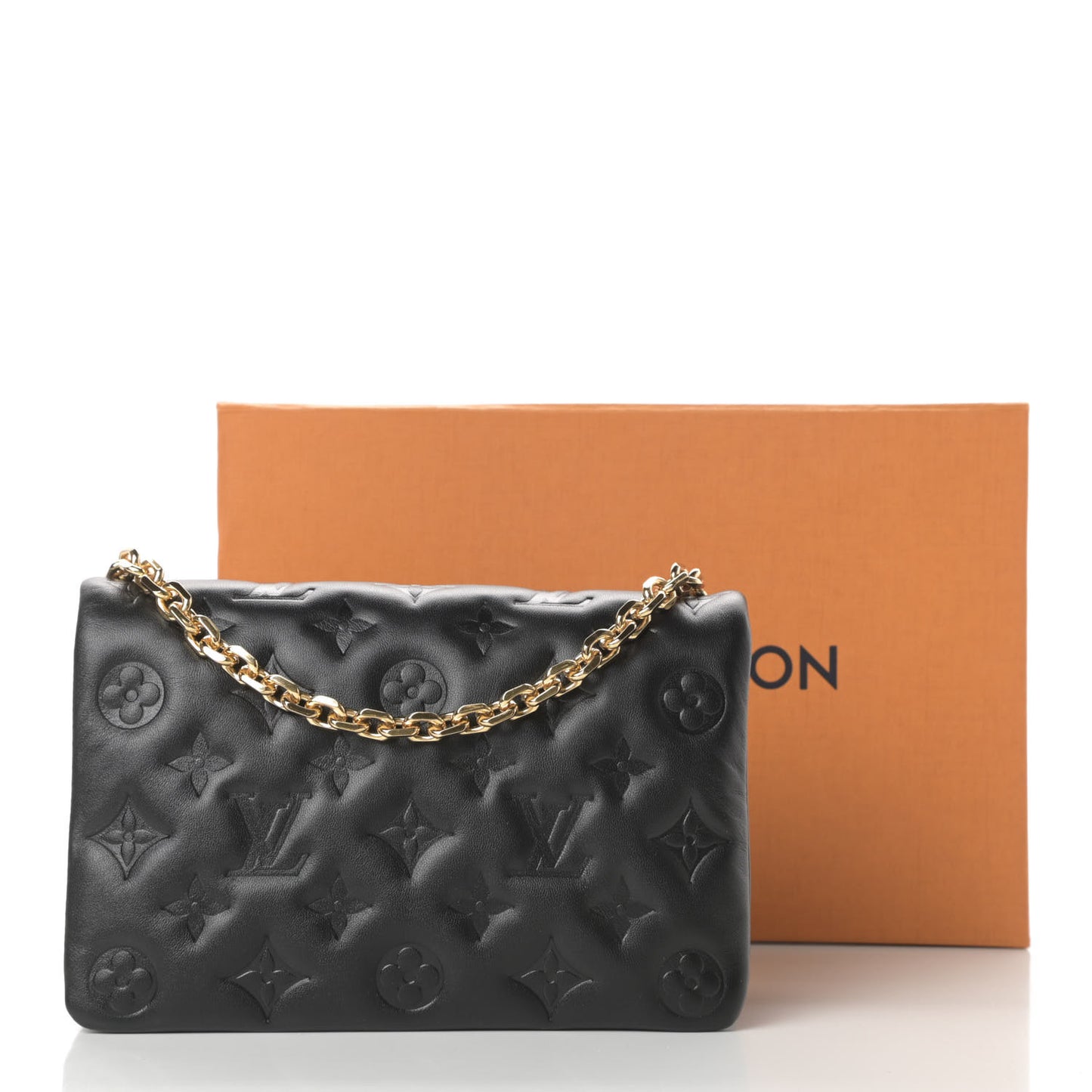 Lambskin Embossed Monogram Pochette Coussin Black