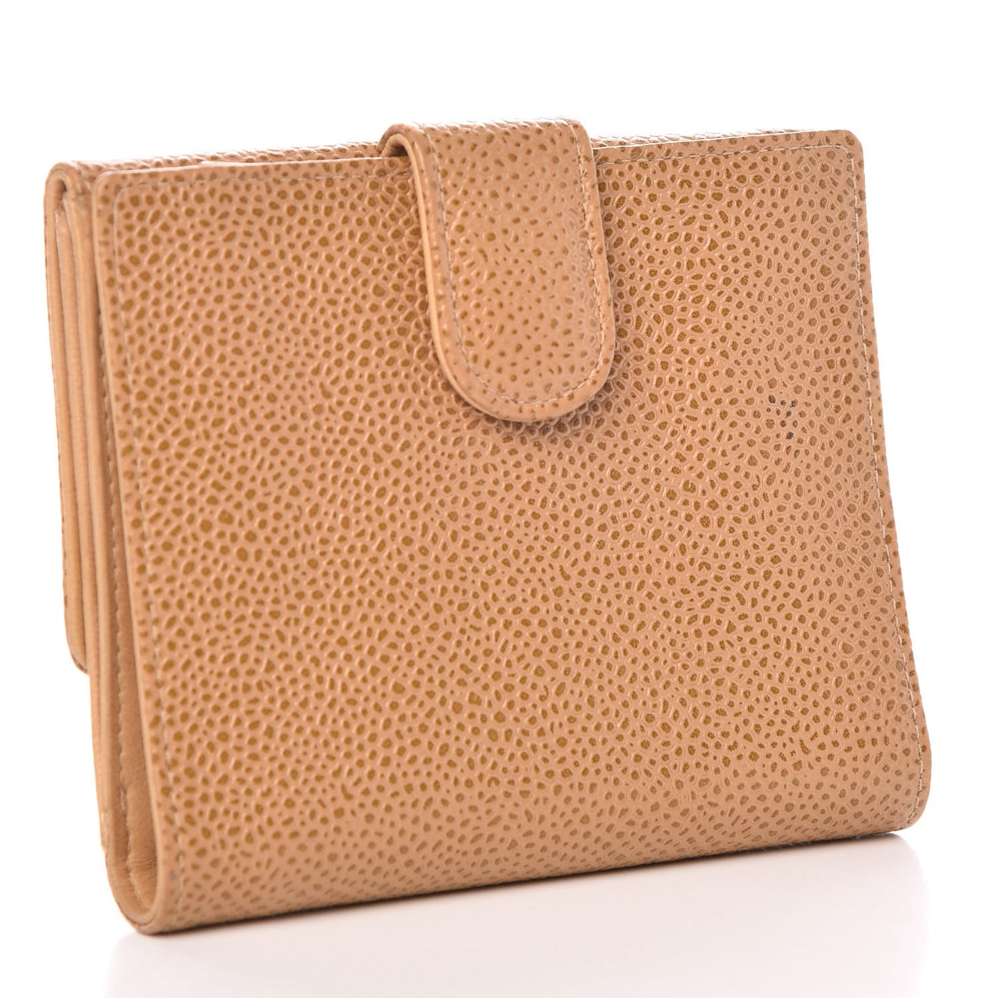 Caviar Timeless CC Compact French Wallet Beige