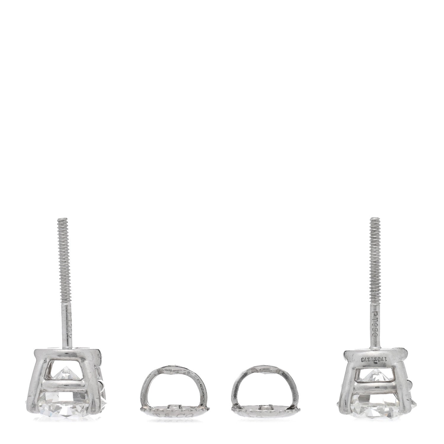 Tiffany Platinum Diamond 2.31ctw Solitaire Screw Back Earrings 3 of 4