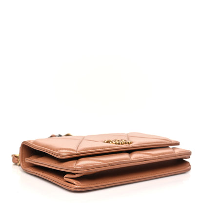 Chanel Lambskin Quilted Chanel 19 Wallet On Chain WOC Brown 4 of 12