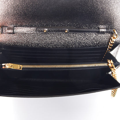 Saint Laurent Grained Metallic Calfskin Monogram Chain Wallet Gris 5 of 7